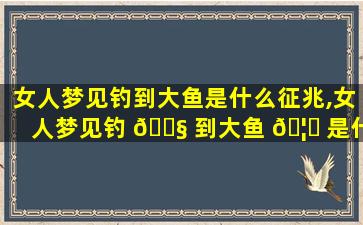 女人梦见钓到大鱼是什么征兆,女人梦见钓 🐧 到大鱼 🦊 是什么征兆周公解梦
